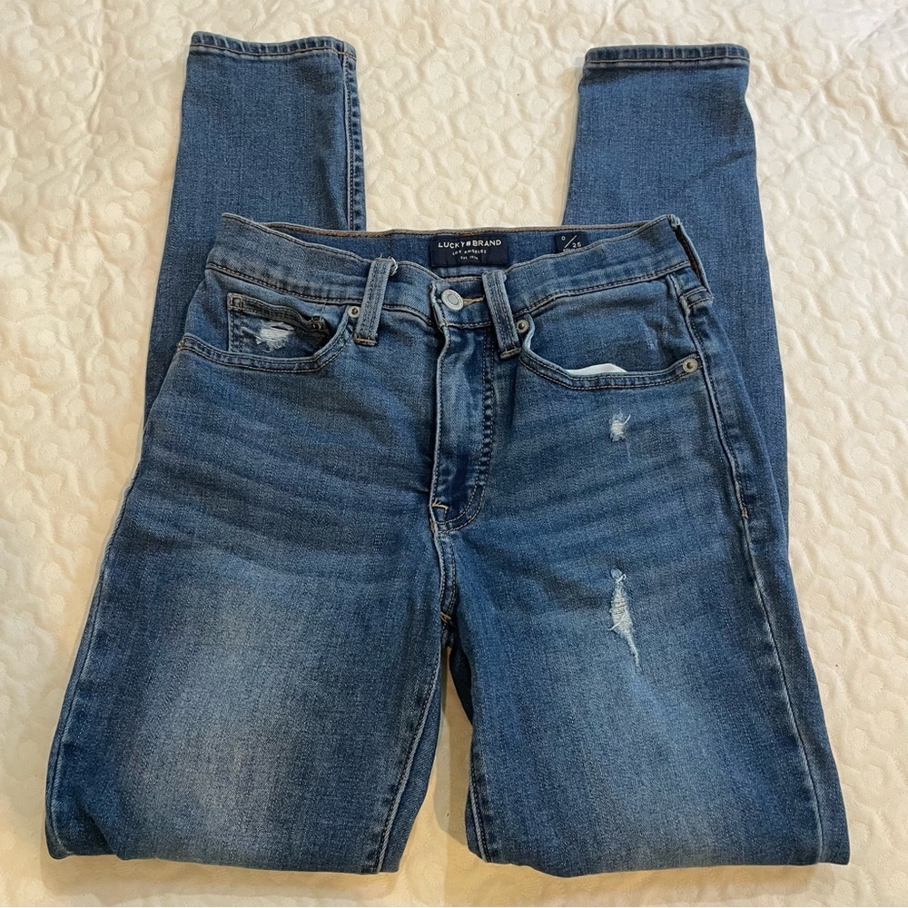 Lucky Brand Women’s Skinny Jeans Size 0/25 Distressed Regular Length Denim Pants